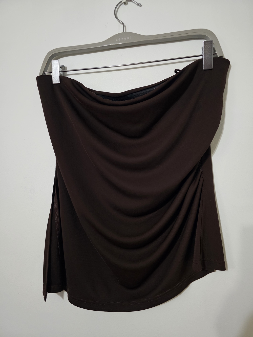 Dynamite Brown Asymmetrical Draped Top